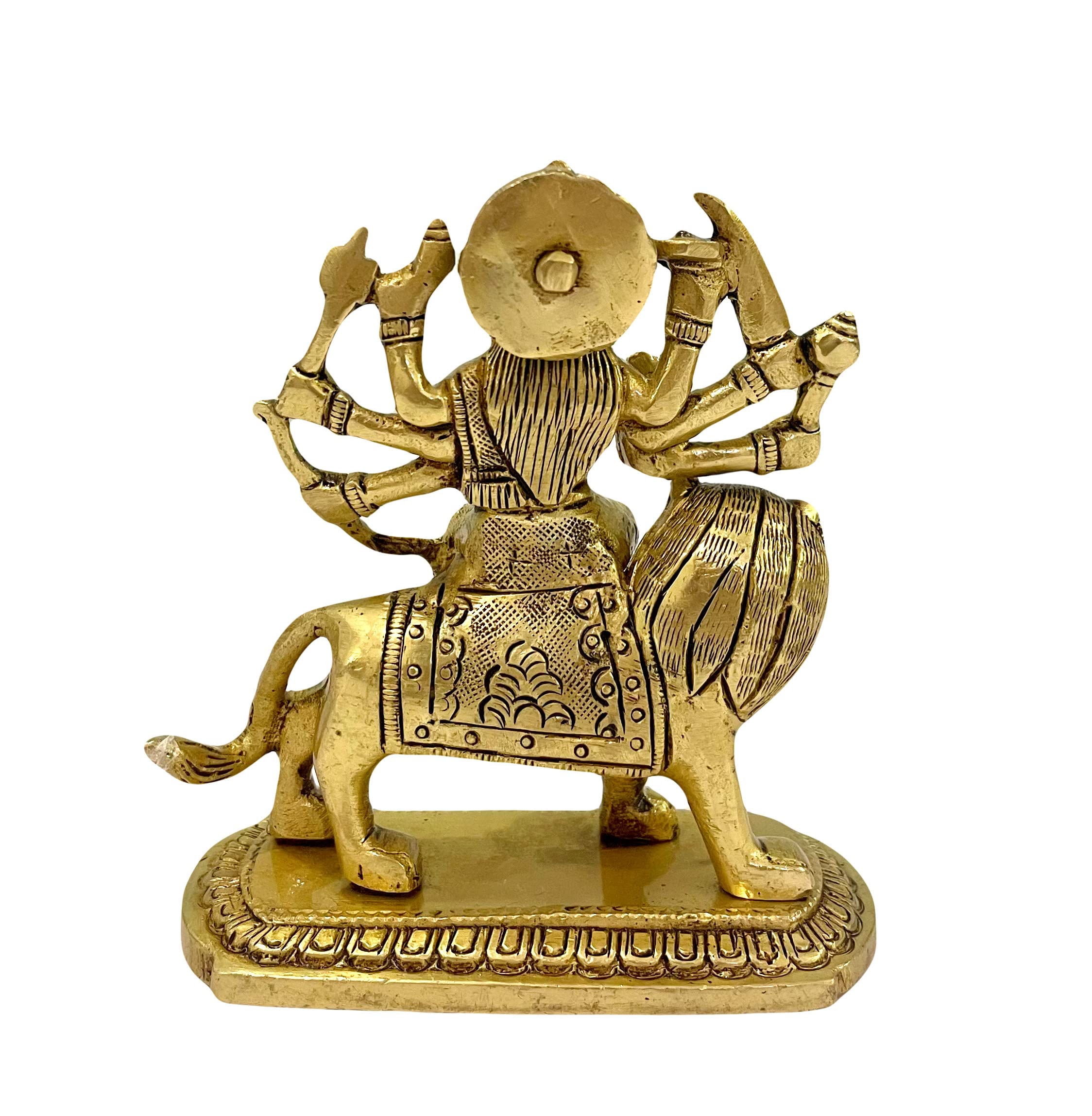 Handmade Maa Durga Brass Idol Sculpture for Home & Office Mandir Temple - Hindu Goddess Statue for Puja, Meditation & Spiritual Decor (Standard Size)