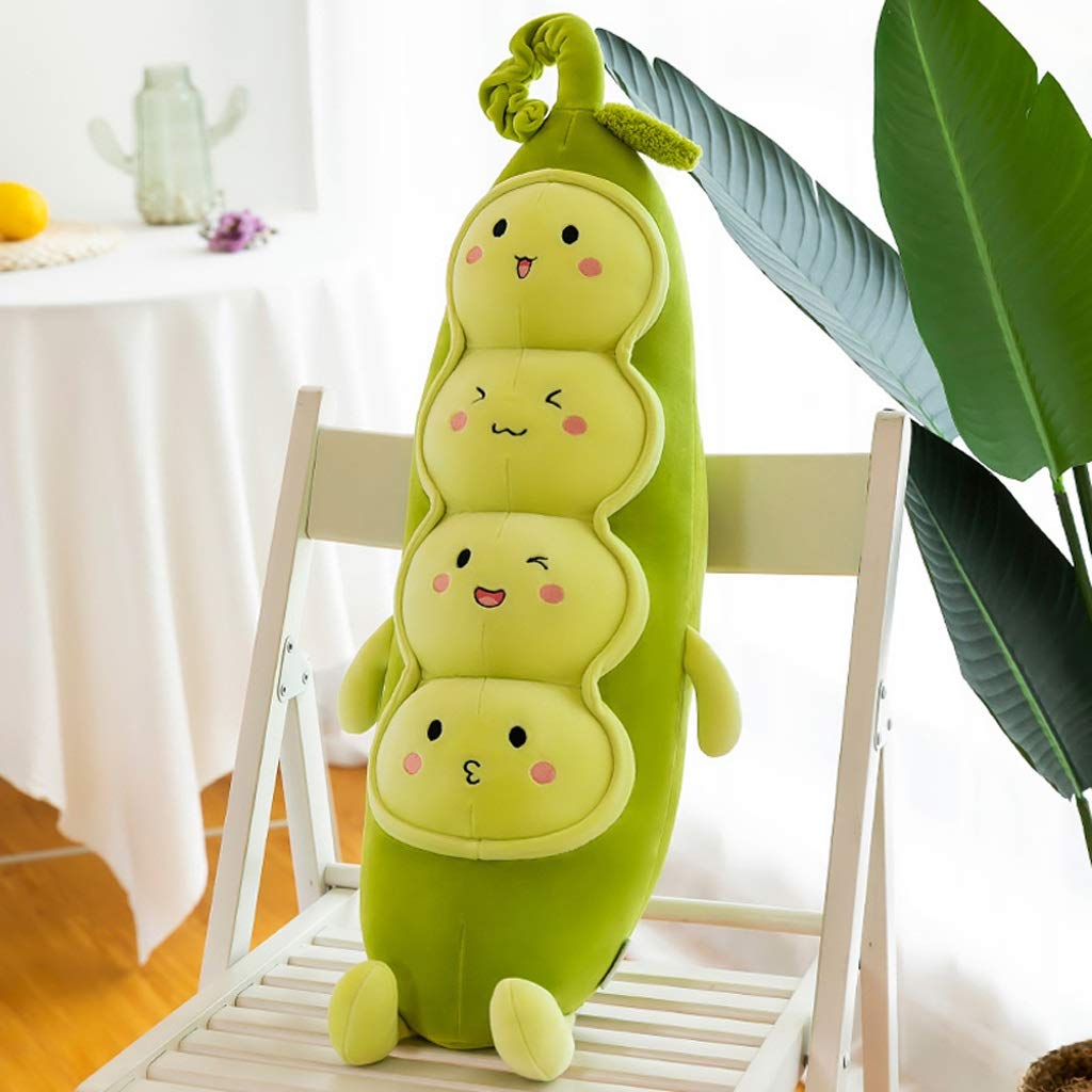 WALNUTA Adorable Pea-Shaped Plush Stuffed Animal Toy for Kids - Soft Light Green 90cm Pillow Doll, Perfect Gift for Boys & Girls | Cute Nursery Decor, Toddler Comfort Toy, Playtime Companion