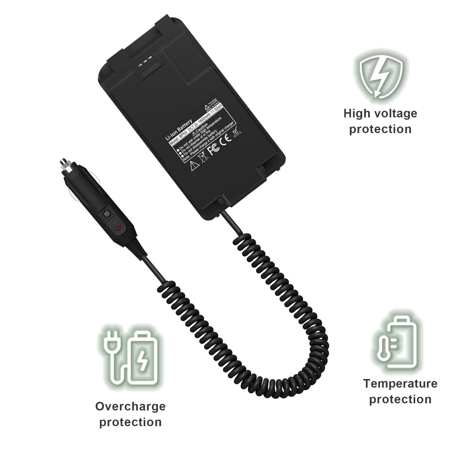 UV-K5 Battery Eliminator Car Charger 1600mAh DC 12V - Compatible with UV-K5, UV-K6, and UV-K5 8 Ham Radios - Perfect for Road Trips, Emergency Communication, and Outdoor Adventures