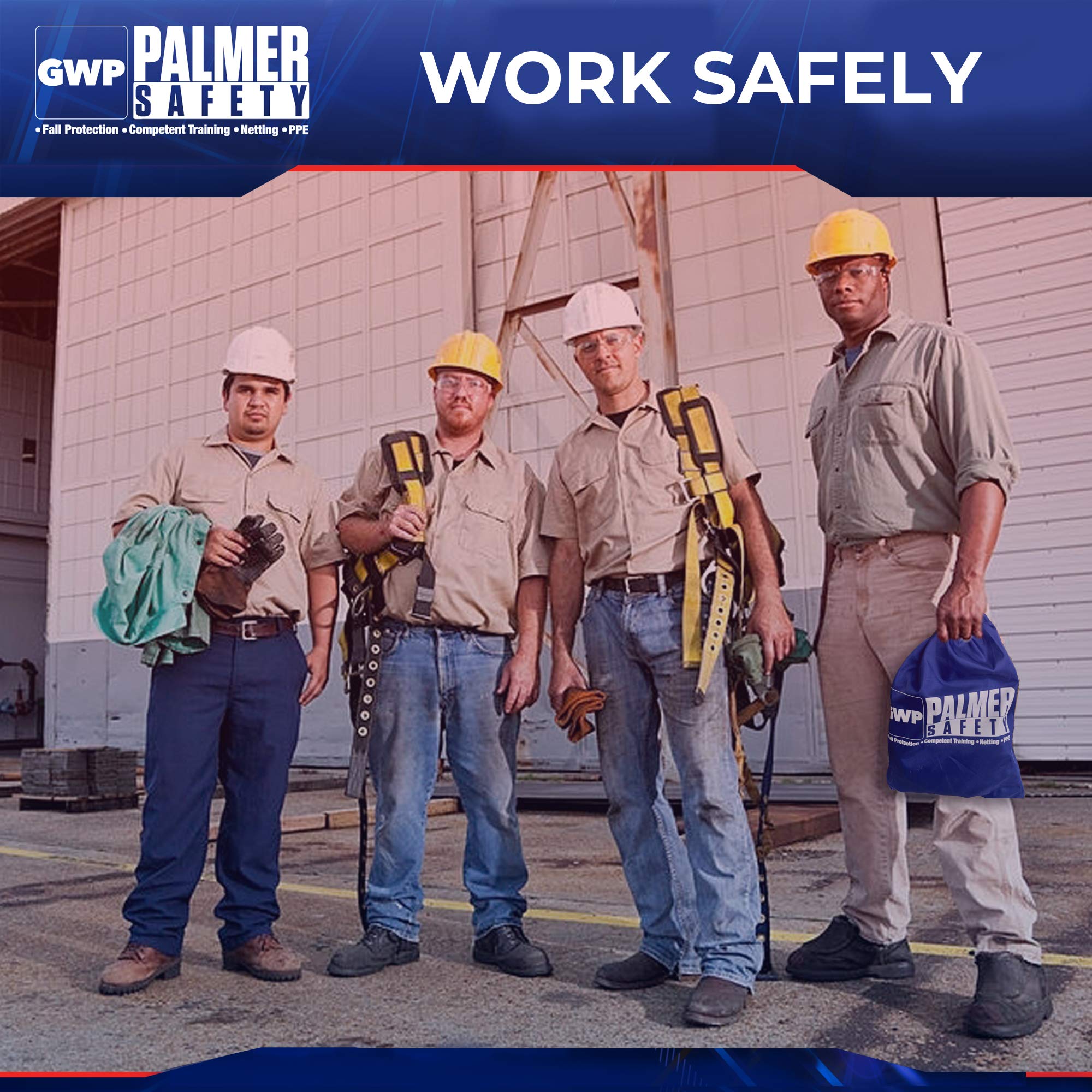 OSHA Compliant Full Body Safety Harness with Detachable 6ft Shock Absorbing Lanyard - Construction Fall Protection Kit (Harness + Steel Hook Leg Lanyard) - Ideal for Roofing, Scaffolding & Industrial Work Safety