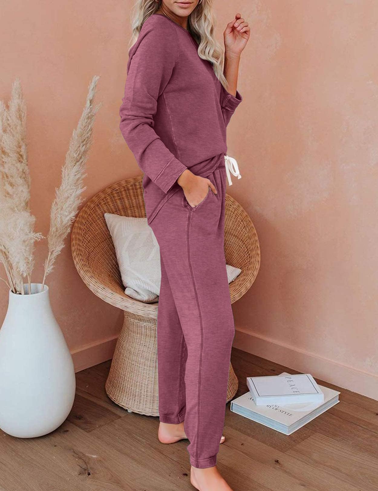 Women's 2 Piece Lounge Set - Long Sleeve Tops & Jogger Sweatpants Comfy Loungewear for Home, Yoga & Relaxation | Soft Pajama Sets for Women