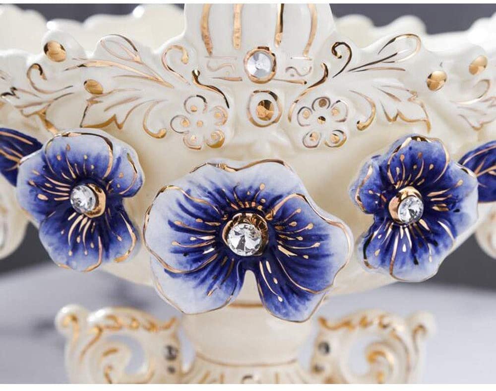Blue Plum European-Style Ceramic Fruit Plate - Elegant Serving Dish for Fruits, Desserts & Snacks - Medium Size Decorative Bowl for Dining Table, Kitchen Counter & Living Room Display