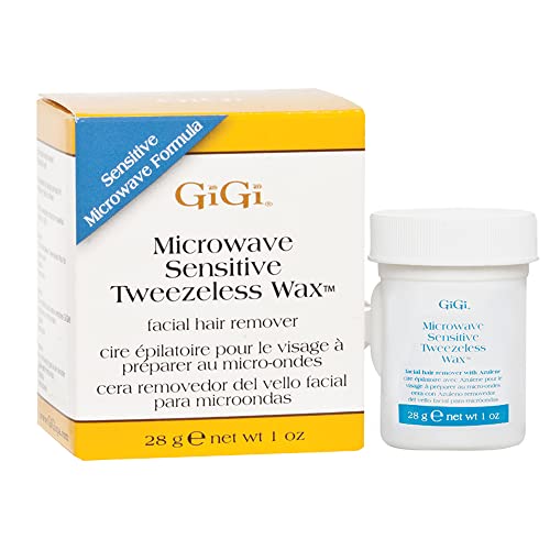 GiGi Microwave Sensitive Tweezeless Wax with Azulene Oil - Gentle Facial Hair Remover for Sensitive Skin, 1 oz - At-Home Waxing Kit for Smooth Skin & Bikini Line