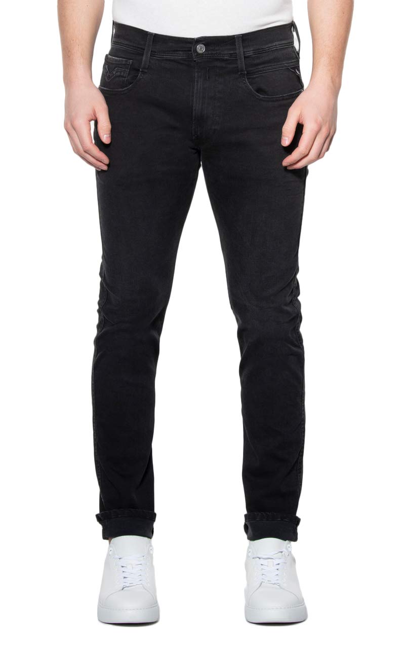 Replay Men's Anbass Hyperflex Clouds Slim Fit Jeans - Black (33W x 34L) | Stretch Denim for Comfort & Style | Perfect for Casual Wear, Office & Night Out