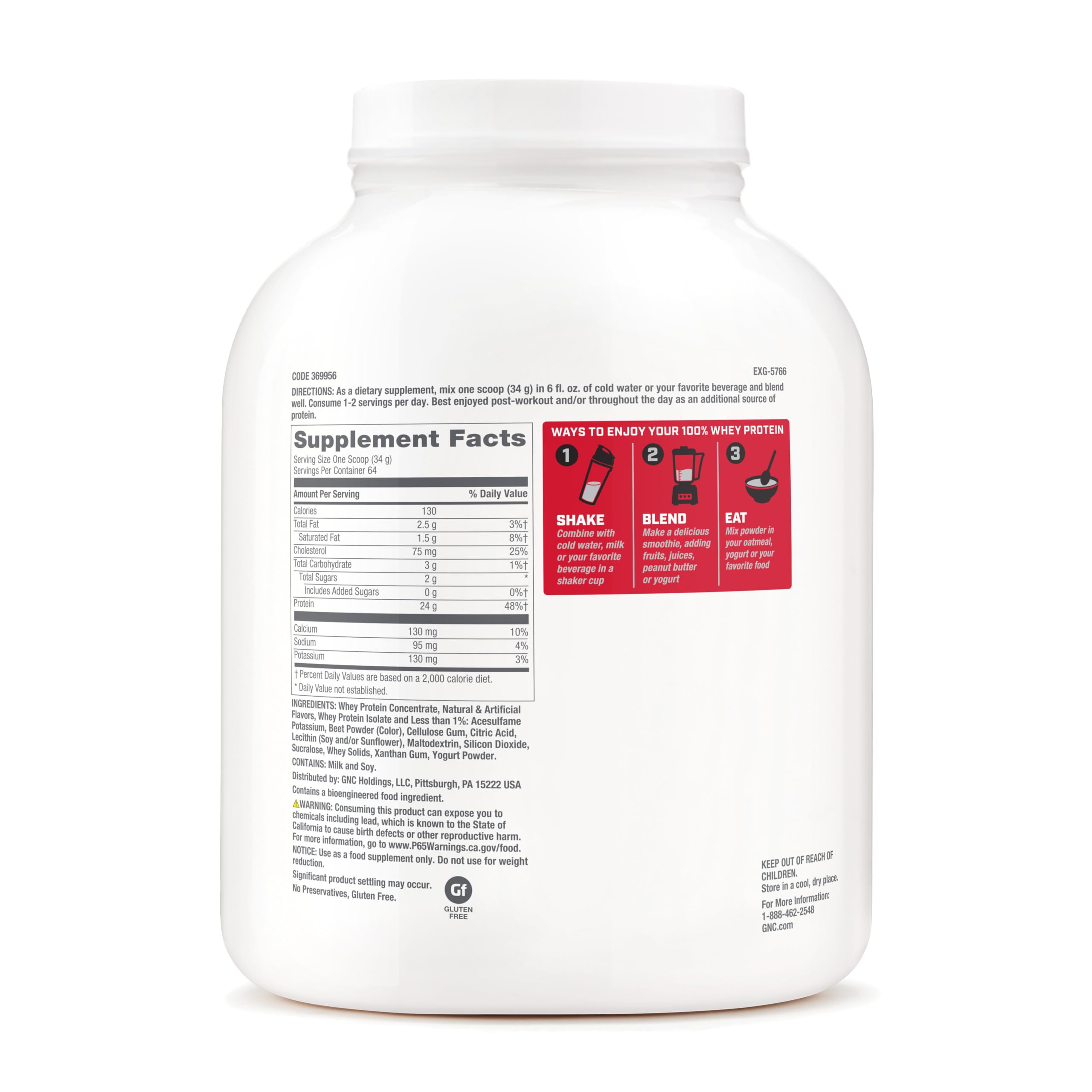 GNC Pro Performance 100% Whey Protein Powder - Premium Muscle Recovery & Metabolism Support | Creamy Strawberry Flavor | 64 Servings | Ideal for Post-Workout, Weight Management & Fitness Enthusiasts