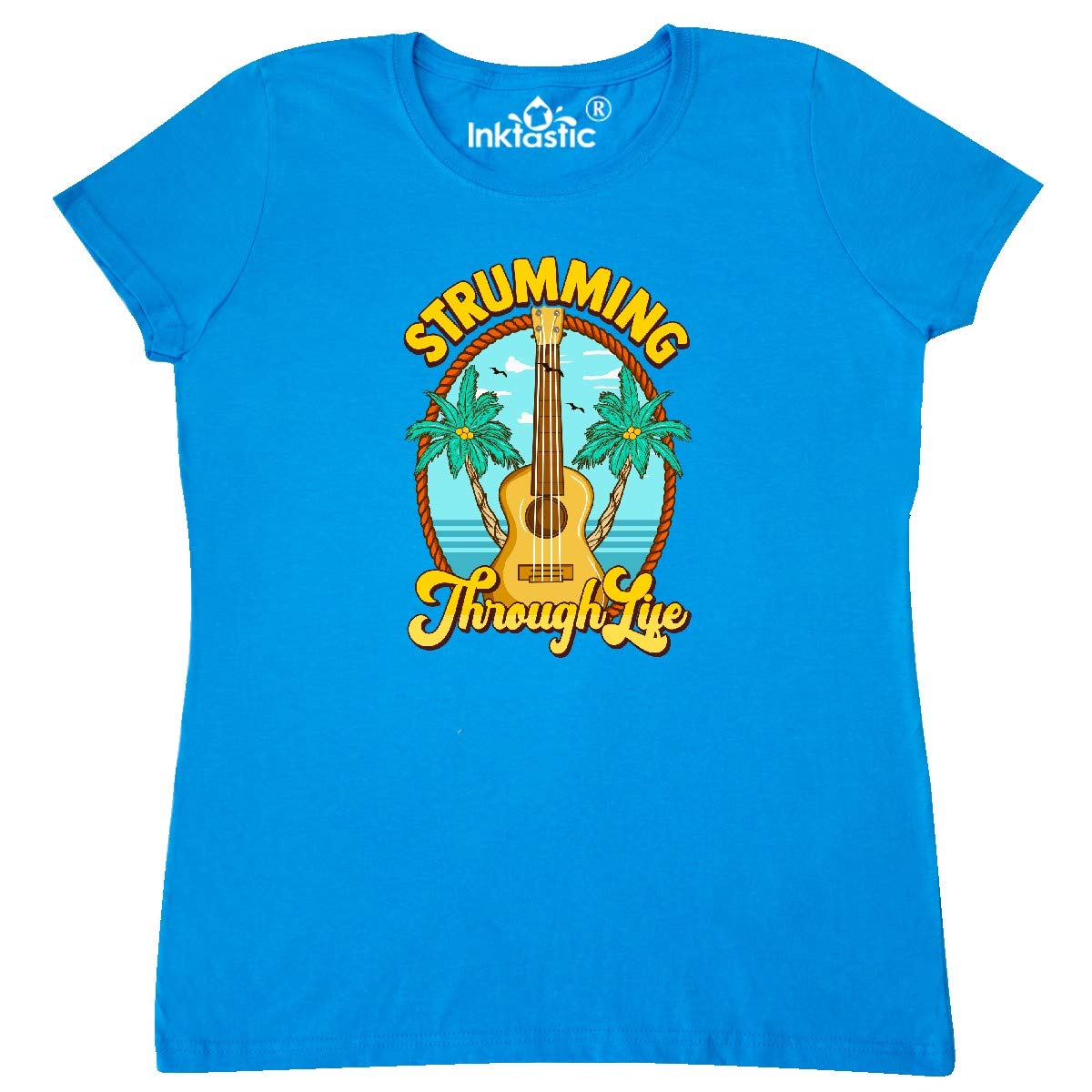 Inktastic Ukulele Hawaiian Music Gift Women's T-Shirt - Perfect for Music Lovers, Beach Vacations & Casual Wear
