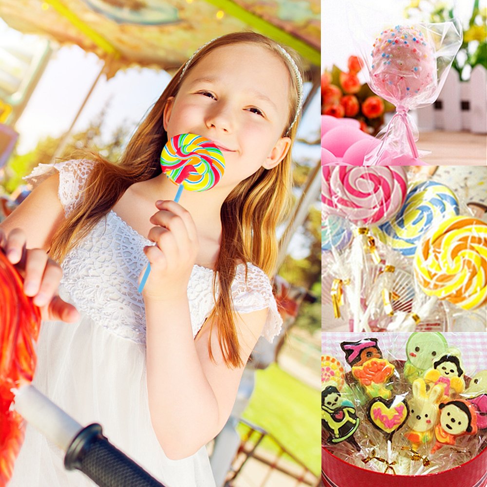 300 Pcs Cake Pop Making Kit - 100 Cake Pop Sticks, 100 Cake Pop Bags & 100 Gold Ties for Baking, Party Favors, Wedding Desserts & DIY Treats