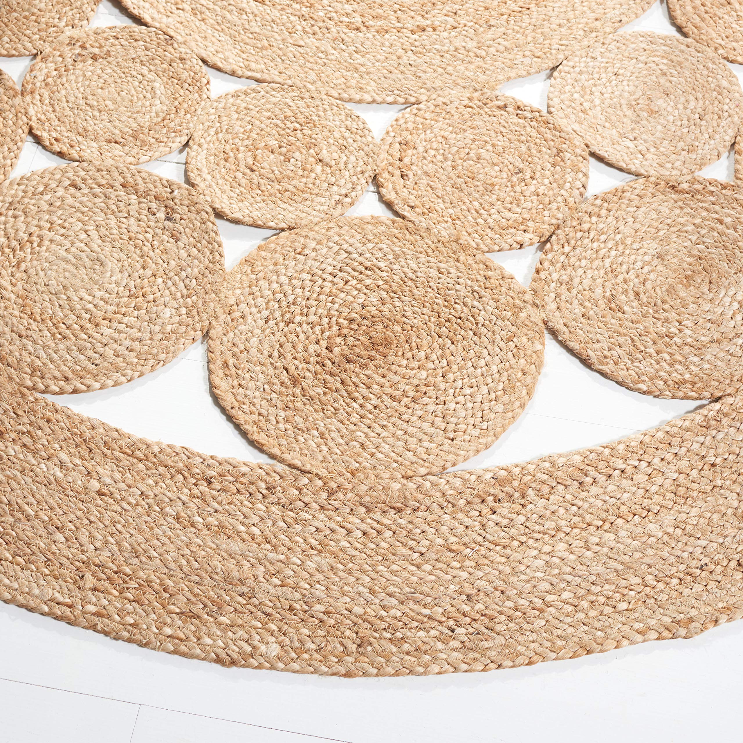 SAFAVIEH Handmade Natural Jute Area Rug 8' Round - Boho Country Charm, Eco-Friendly Fiber for Living Room, Bedroom & Nursery Decor