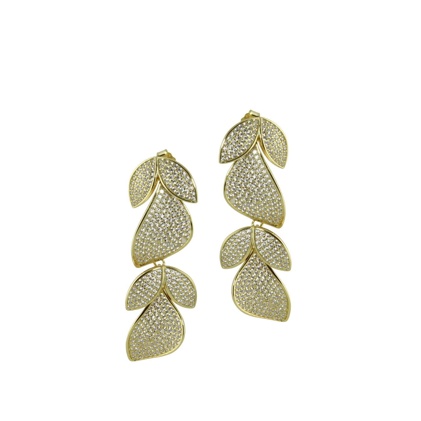 PAVÈ DROP LEAF EARRINGS - Elegant Cubic Zirconia Dangle Earrings for Women | Perfect for Weddings, Parties & Special Occasions
