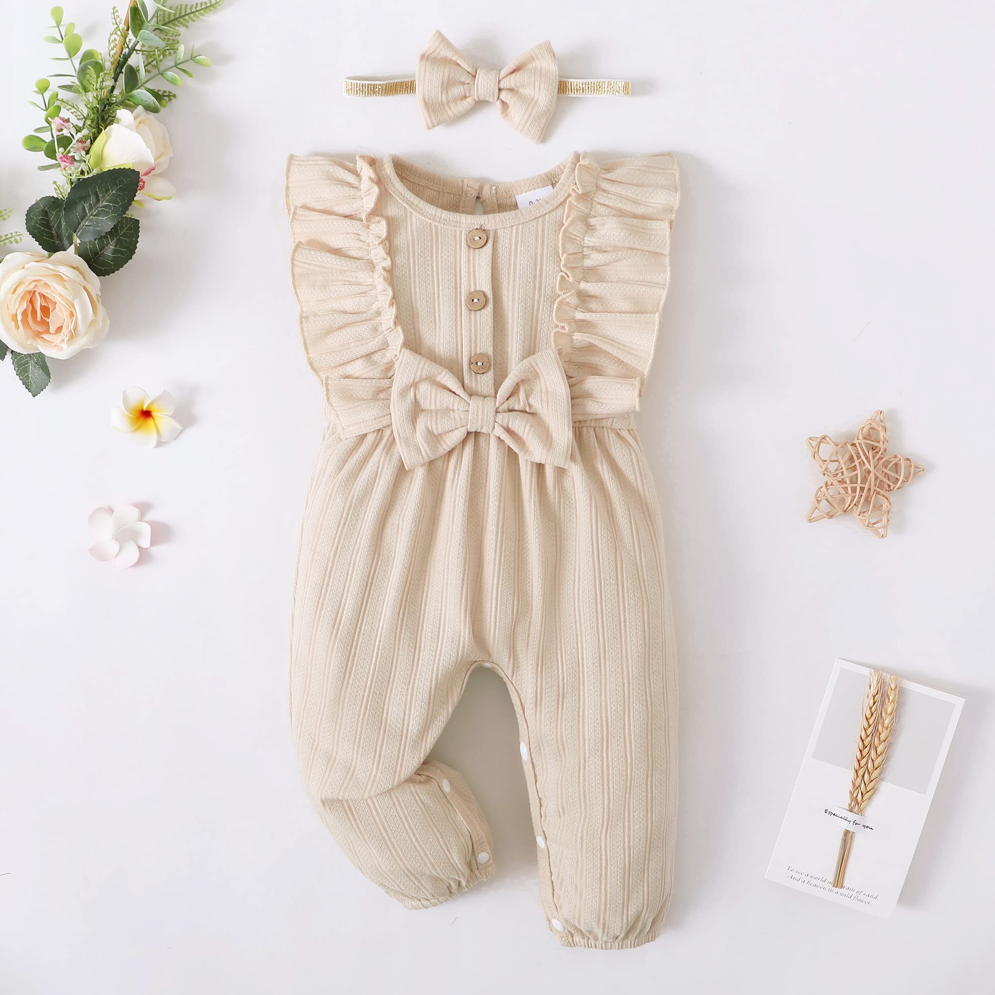 Mioglrie Newborn Baby Girl Clothes - Soft Cotton Short Sleeve Romper Jumpsuit for 0-12 Months | Perfect for Summer Outfits, Playdates & Photo Shoots