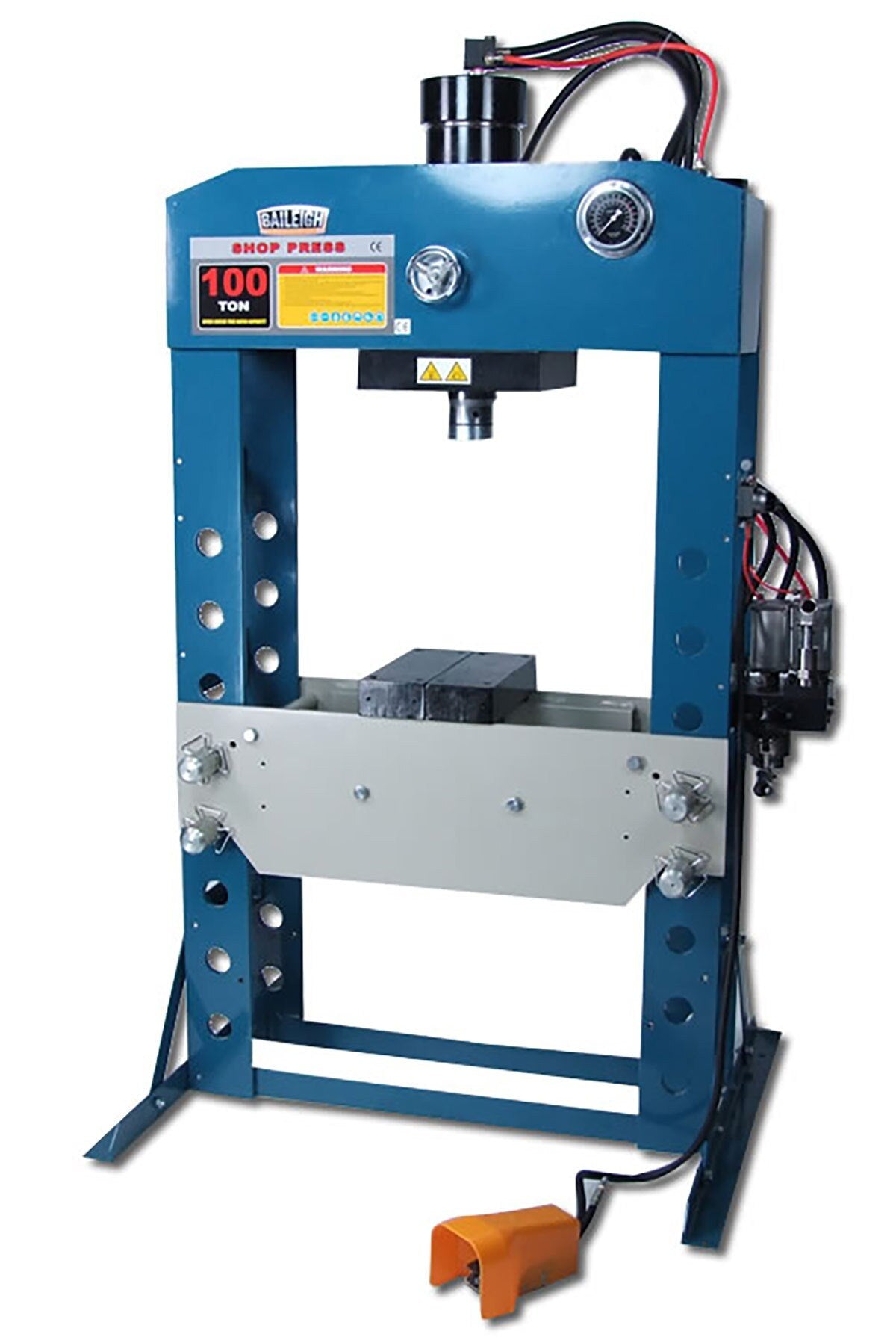 Baileigh Industrial BA9 1004759 HSP 100A Hydraulic Shop Press - Heavy Duty Metal Bending, Bushing & Bearing Removal for Automotive & Machine Shop Use