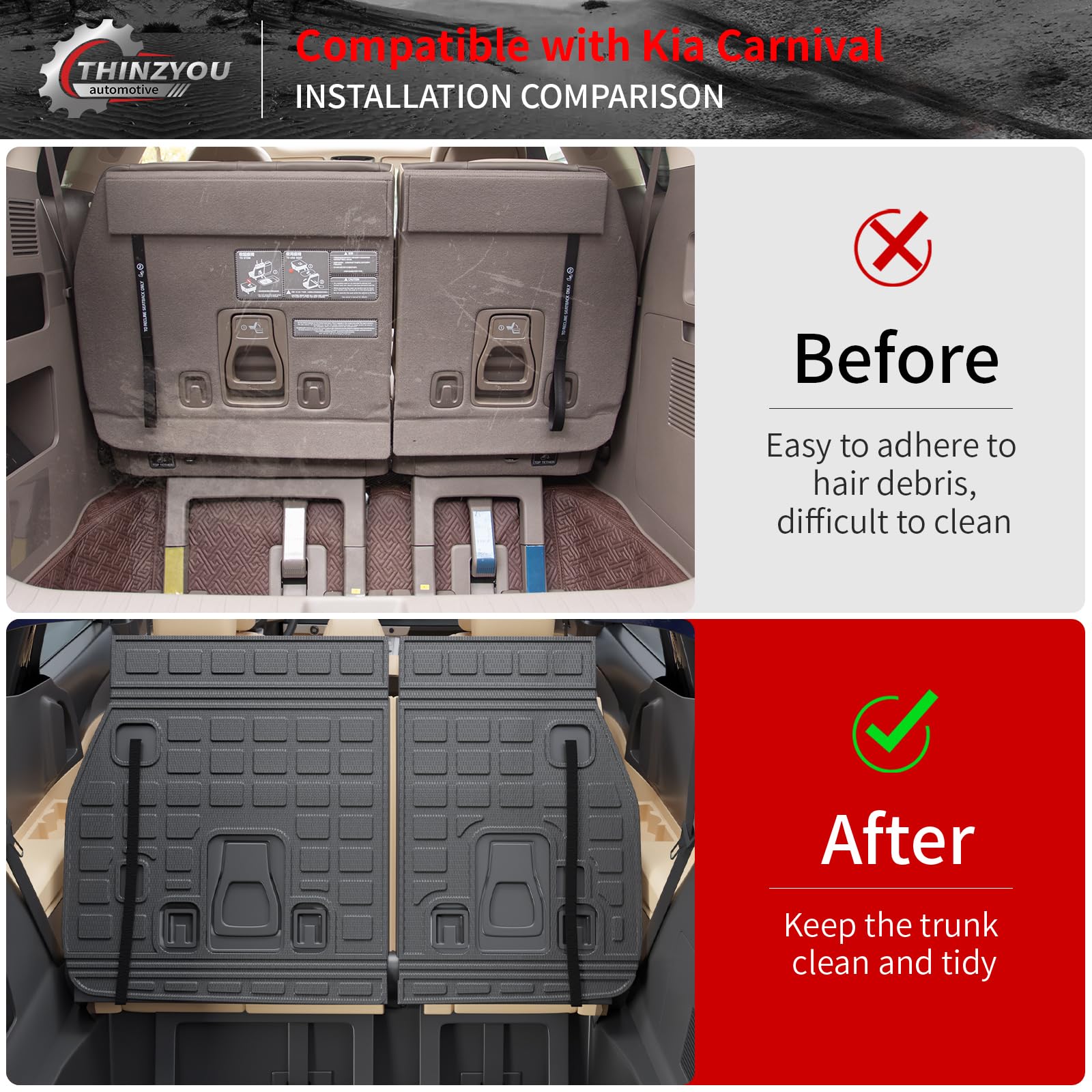 2022-2025 Kia Carnival All-Weather TPE Cargo Mat Trunk Liner - Heavy Duty Back Seat Protector | Perfect for Road Trips, Grocery Hauling & Pet Transport