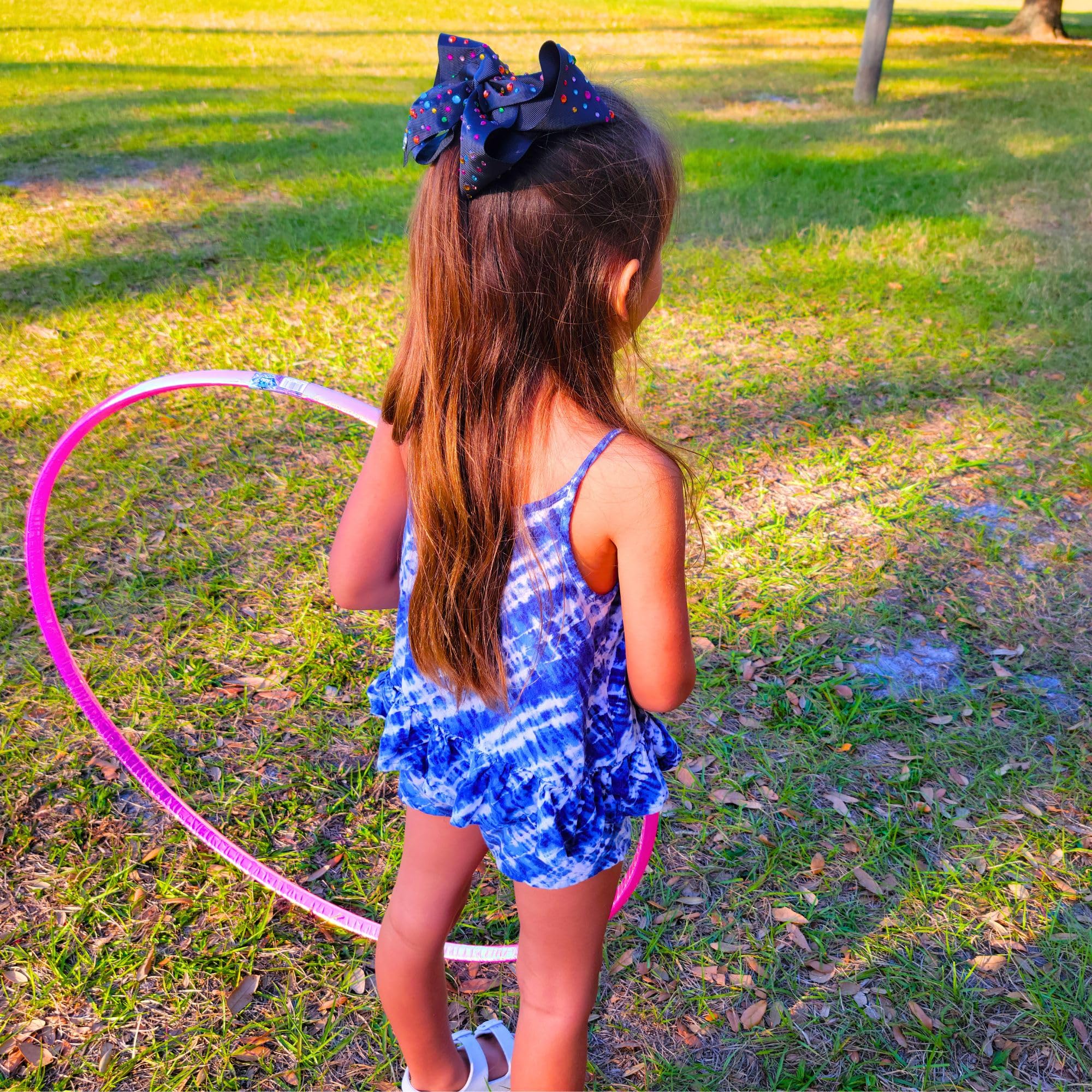 Rhinestone Hair Bow Clip for Girls - 8 Inch Large Hair Accessories for Toddlers & Cheerleading