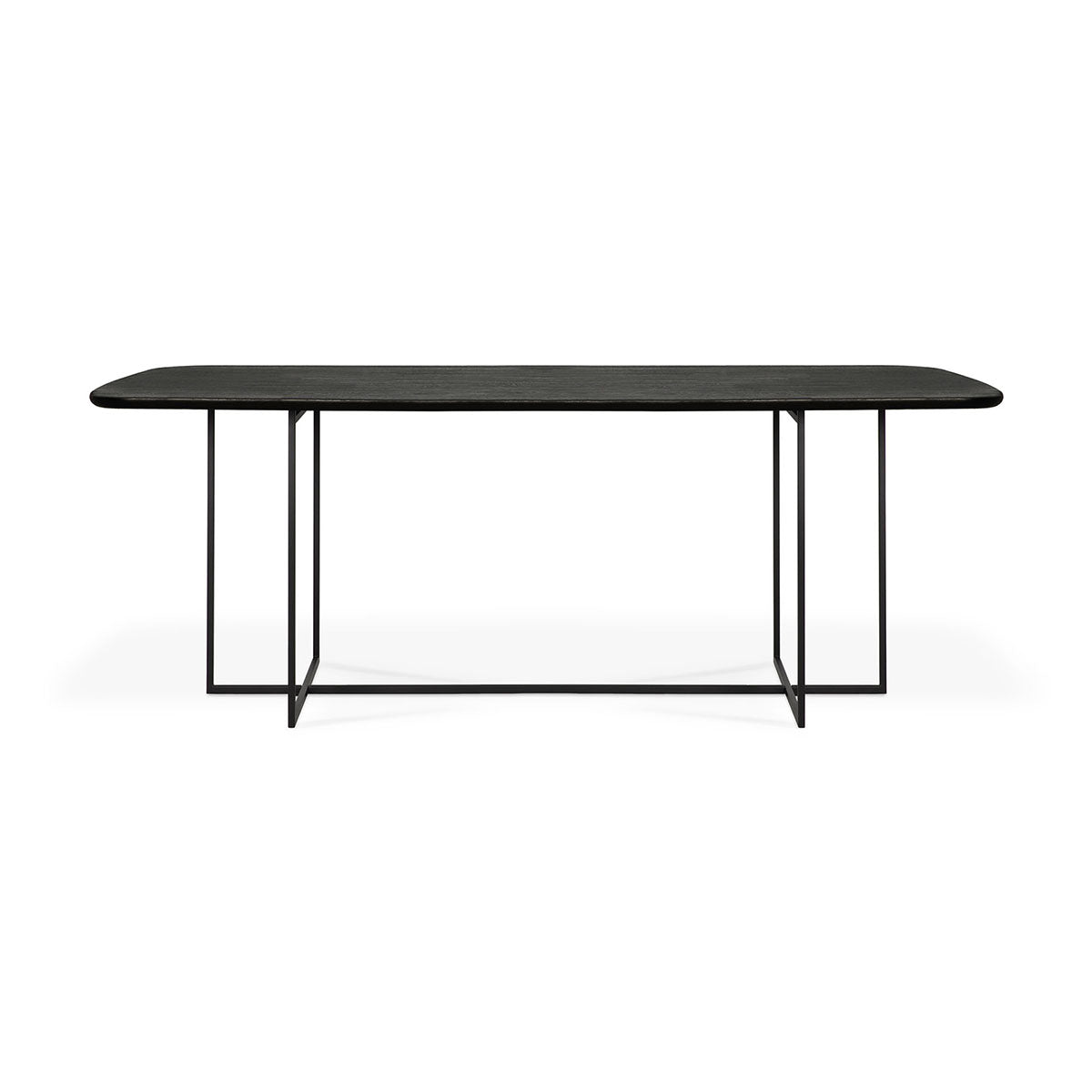 Oak Black Arc Dining Table - Modern Wooden Dining Table for Home & Kitchen - Perfect for Family Gatherings & Dinner Parties