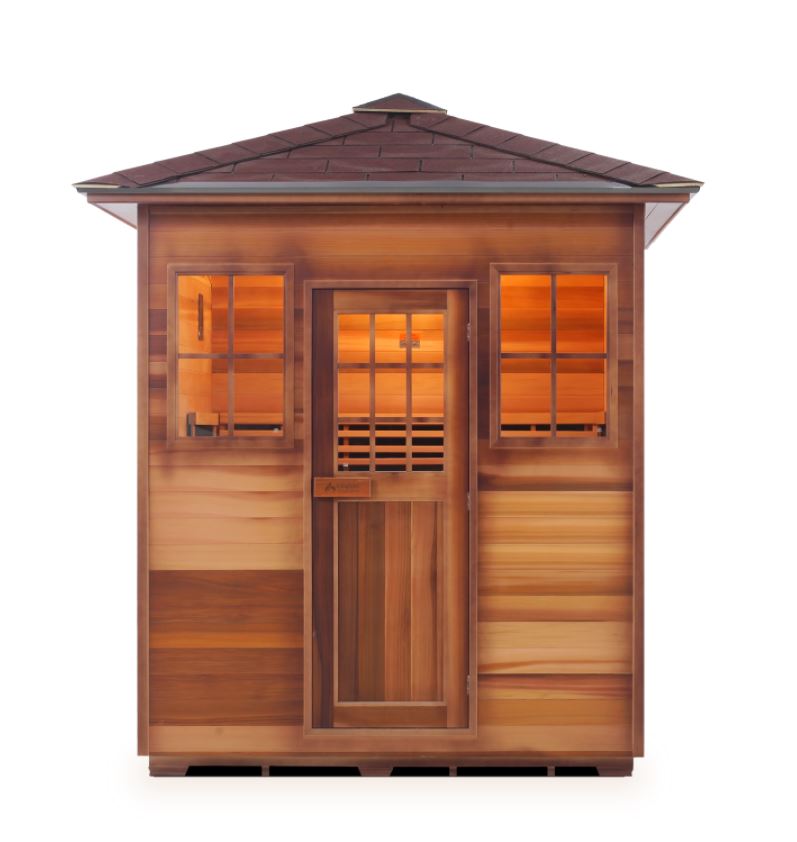 Enlighten Sauna Sapphire 4-Person Infrared & Traditional Home Sauna - H 16378 | Perfect for Home Spa, Relaxation & Detox