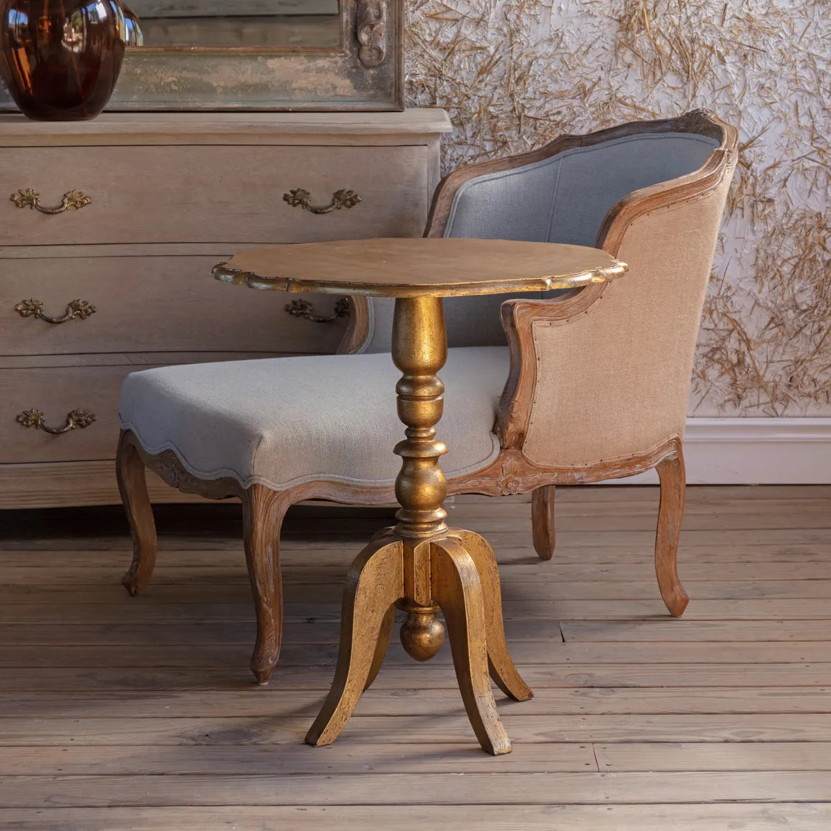 Elegant Gilded Fille Side Table - Gold Accent End Table for Living Room, Bedroom & Office Decor - Perfect for Small Spaces and Home Styling