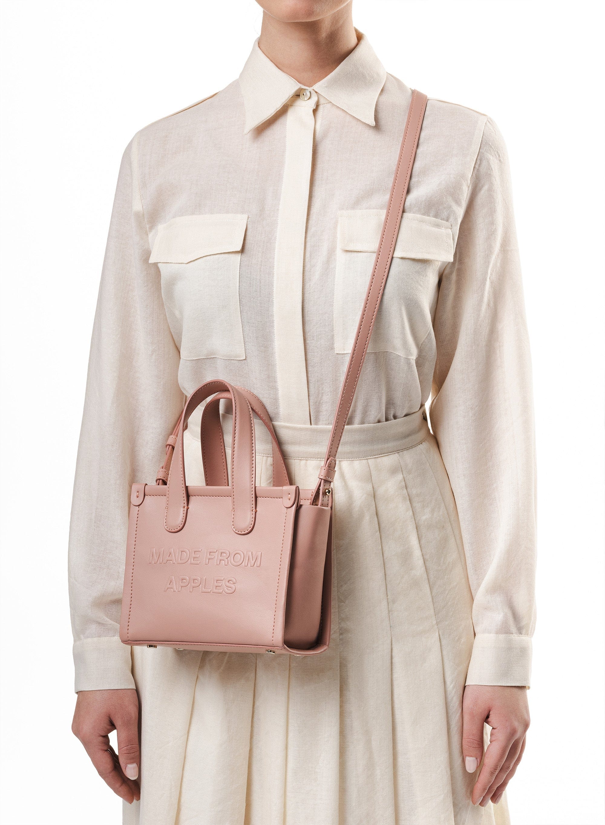 Alma S Apple Leather Vegan Tote Bag for Women | Eco-Friendly Nude Shoulder Bag | Perfect for Work, Travel & Everyday Use
