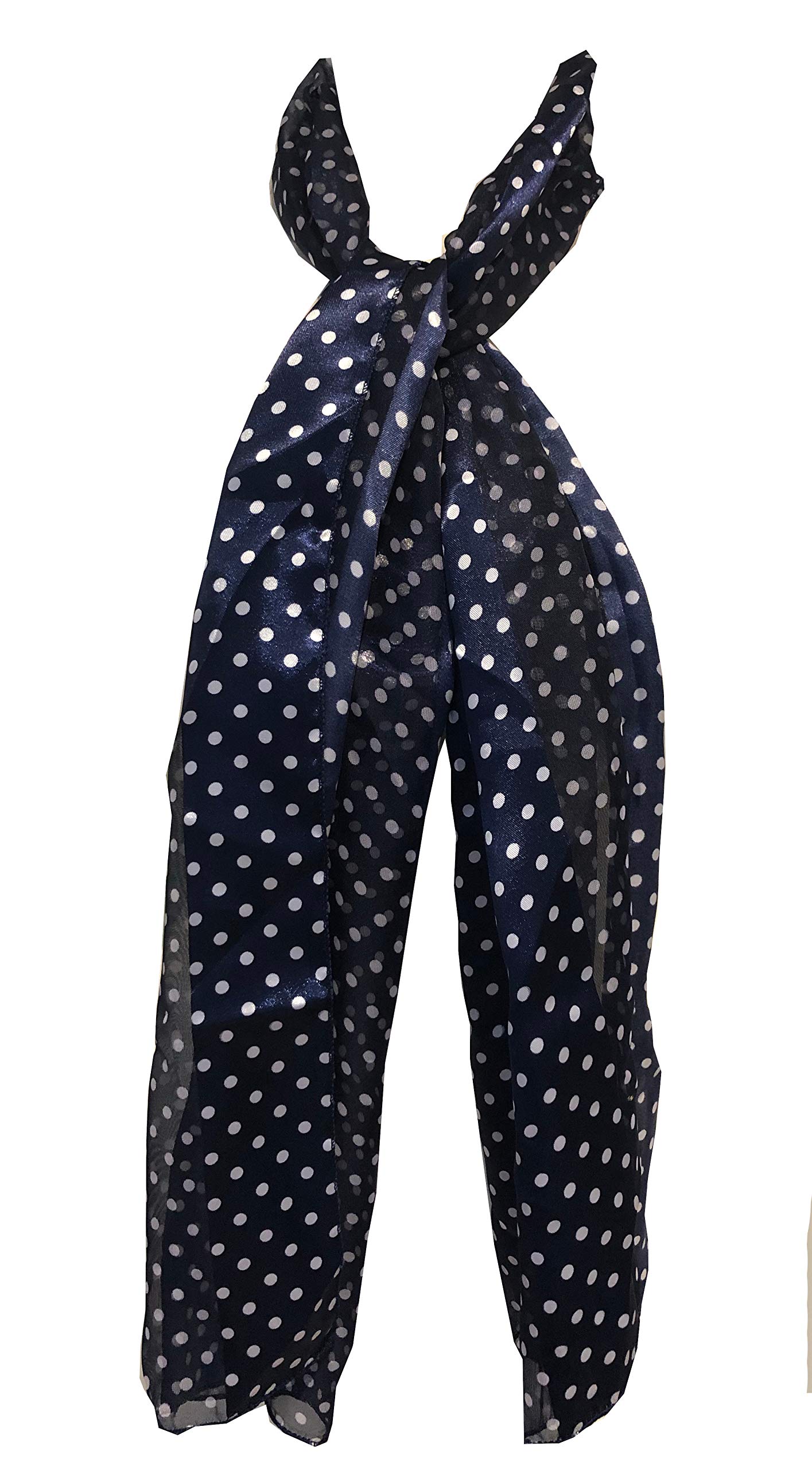 Elegant Navy & White Polka Dot Thin Scarf for Women - Soft & Stylish Accessory for Outfits, Gifts, and Everyday Wear
