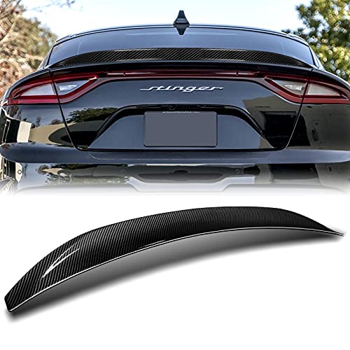 VT-Style Carbon Fiber Rear Trunk Spoiler Wing for 2018-2021 Kia Stinger | High Performance Duckbill Tail Lid (52x4x14) | Enhances Aerodynamics & Sporty Look for Street Racing & Car Shows