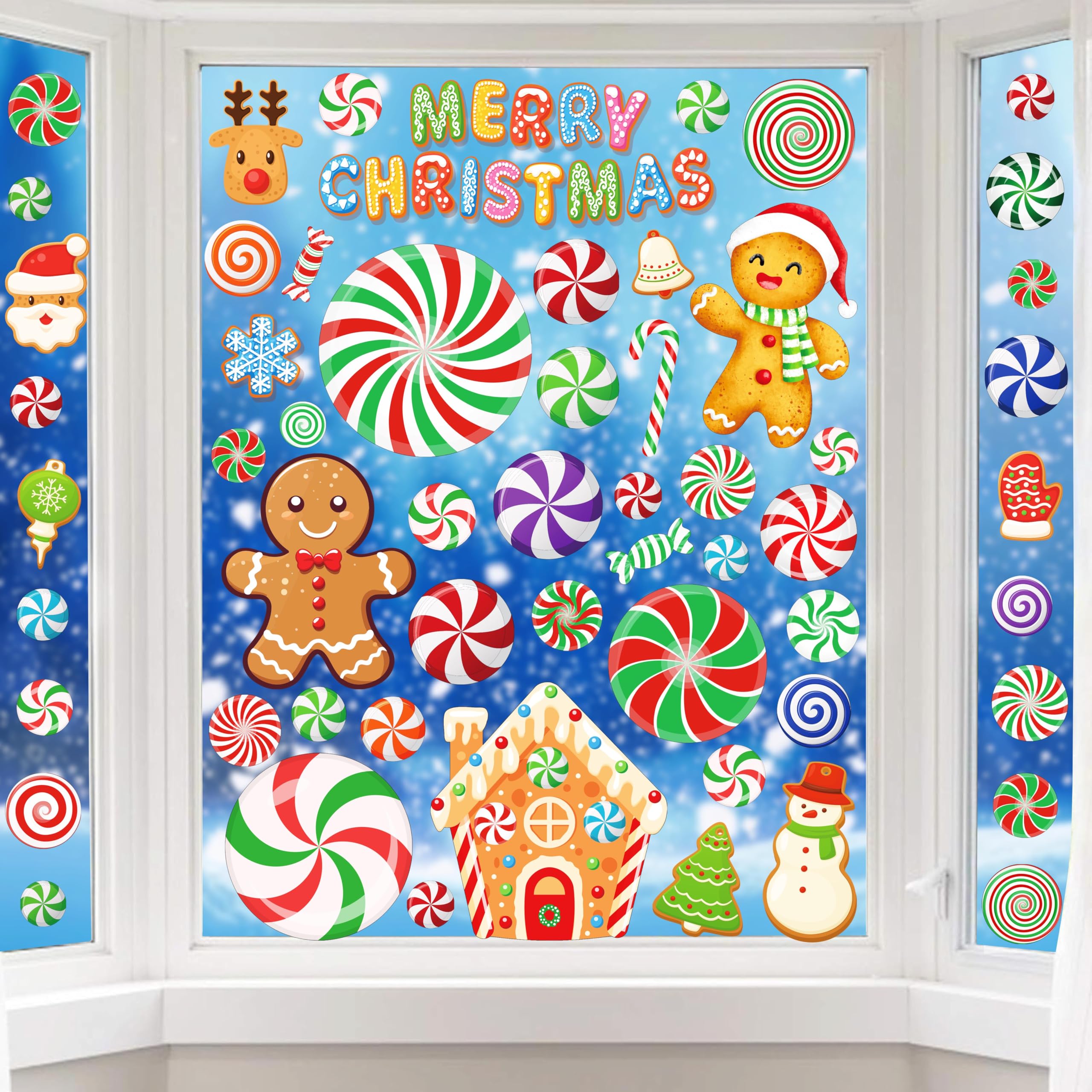 Festive Christmas Candy Cane Window Clings - Holiday Window Stickers & Decals for Home, School, Office Decor (Set of 24) - Perfect for Glass Doors, Windows, Classrooms & Holiday Party Decorations