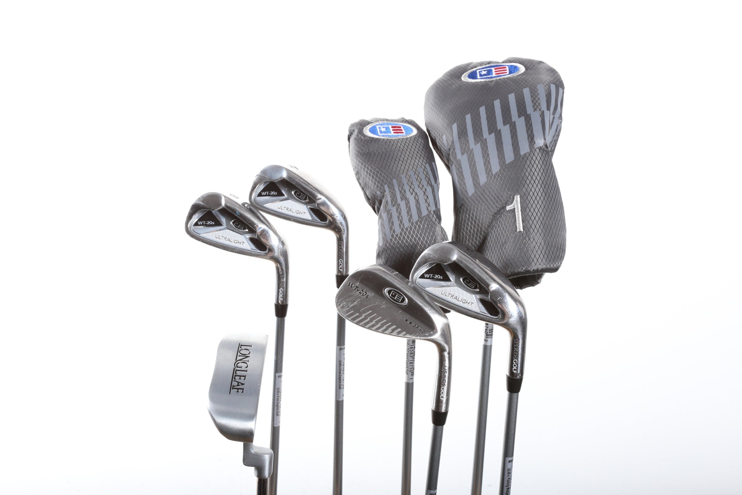 US Kids Golf Complete Club Set for Youth - Right Handed Driver, Hybrid, 6 Iron, 8 Iron, Pitching Wedge, Sand Wedge, Putter - Perfect for Junior Golfers & Beginners on the Course