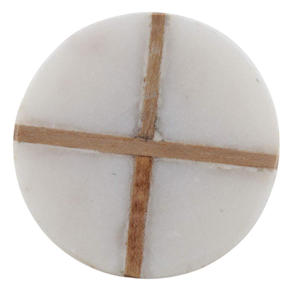 14-Piece White Round Luxury Marble Drawer Knobs - Premium Kitchen Cabinet Hardware & Dresser Pulls for Cupboard Doors - Elegant Stone Handles for Home & Office Decor