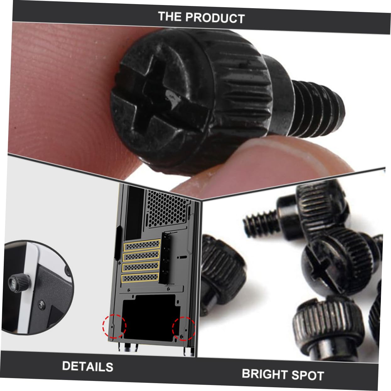 Jojofuny 100pcs Black Oxidation-Resistant Computer Case Thumbscrews - Chassis Screw Replacement Kit for PC Builds & Upgrades | Perfect for DIY Computer Assembly, Maintenance, and Hardware Repairs