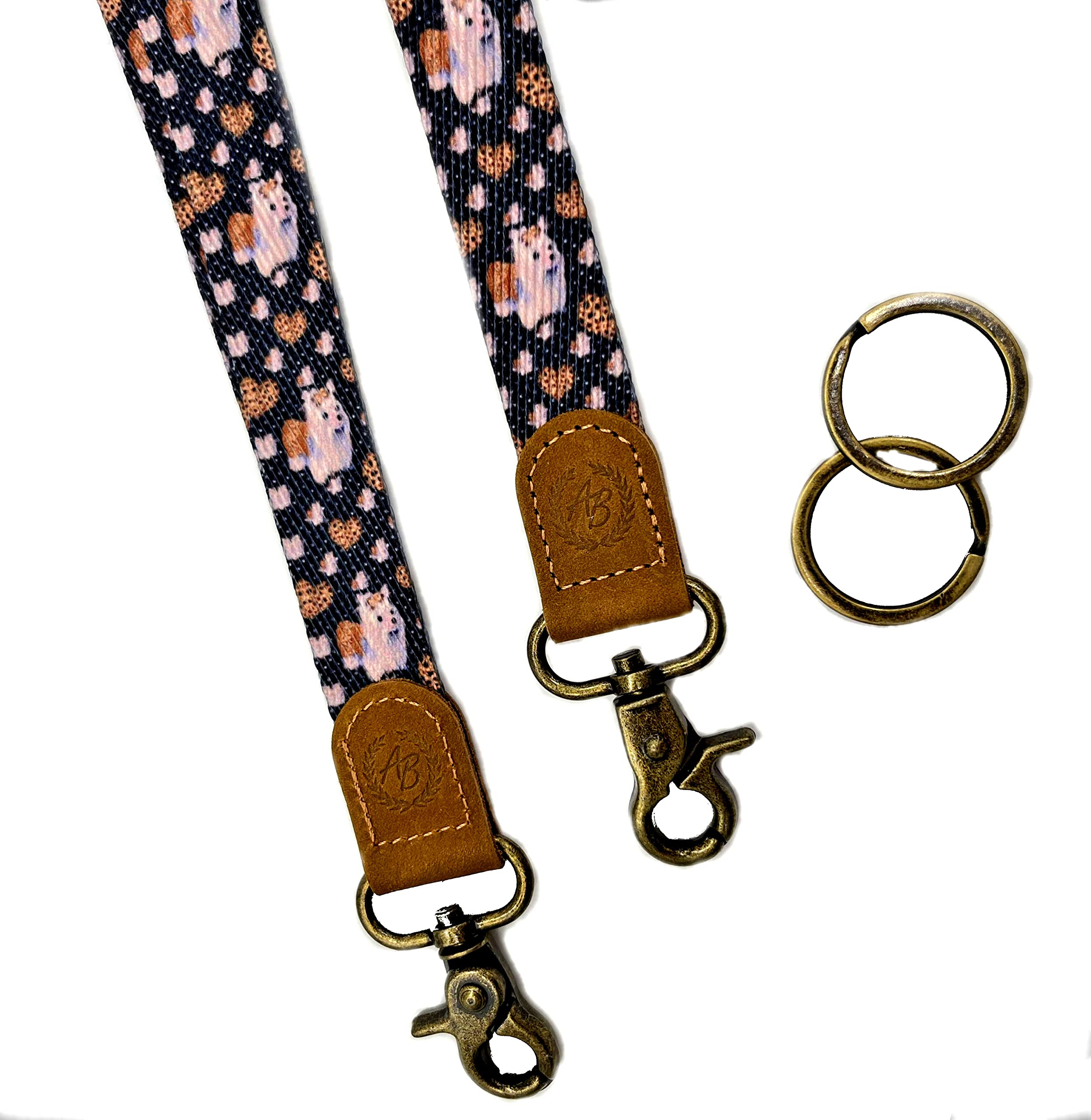 Pet Lanyard & Wrist Strap Set - Leather Keychain for Keys, Cards, ID Badges - Office & Outdoor Use