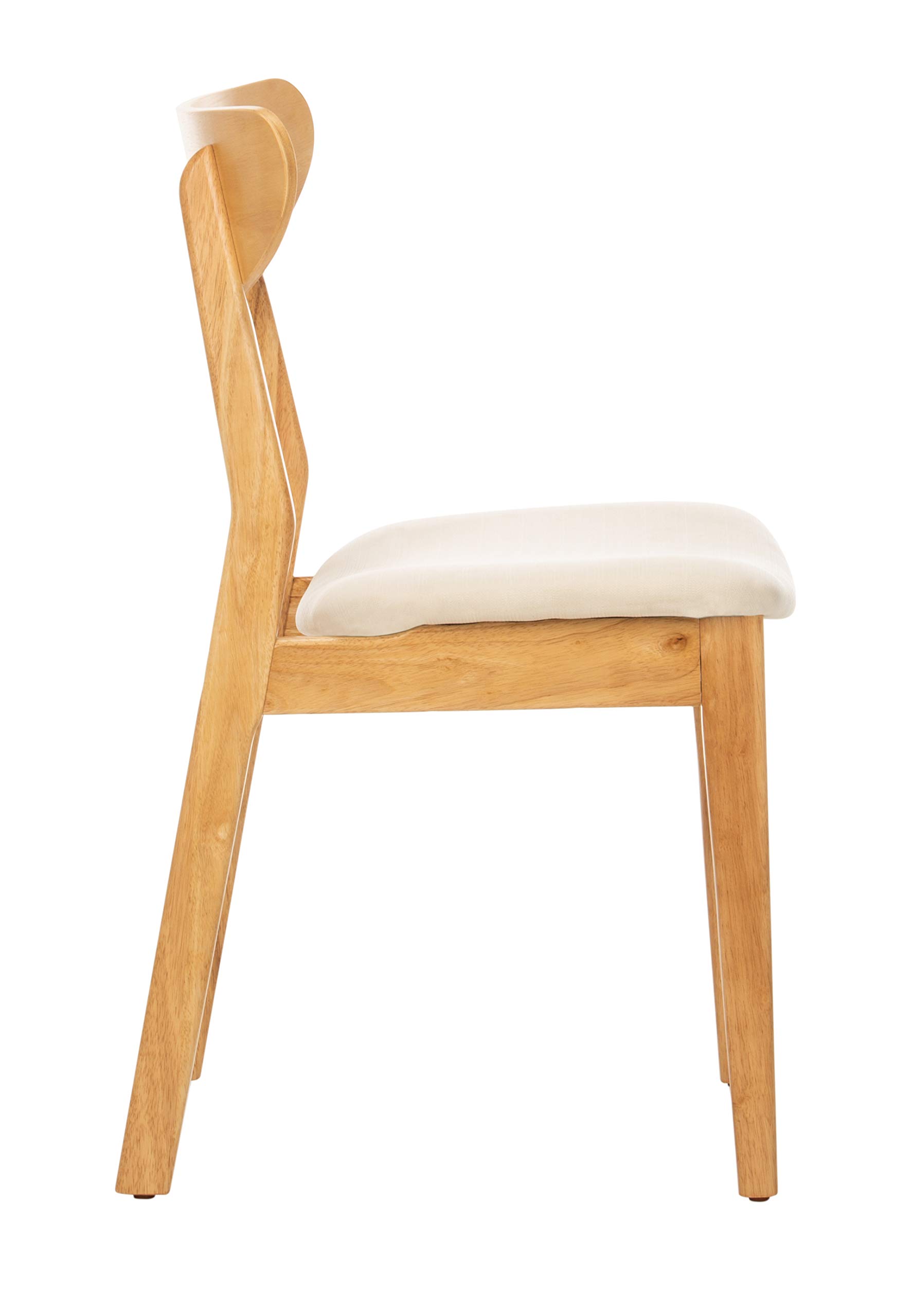Safavieh Home Lucca Retro Natural & White Cushioned Dining Chairs (Set of 2) - Perfect for Kitchen, Dining Room & Farmhouse Decor