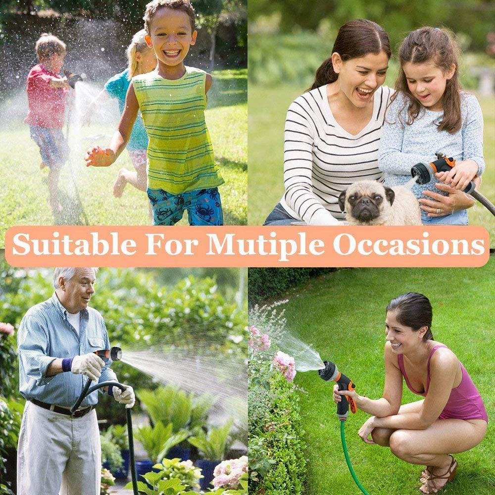 Heavy Duty Garden Hose Nozzle with 8 Adjustable Spray Patterns - High Pressure Water Nozzle for Gardening, Car Washing, Pet Bathing & Outdoor Cleaning | Perfect for Lawn Care, Plant Watering and Household Use