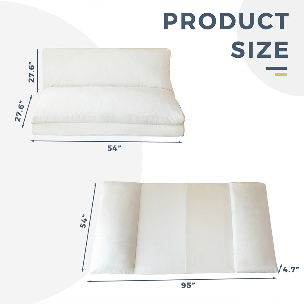 MAXYOYO Velvet Bean Bag Folding Sofa Bed - Washable Cover for Adults, Cream White - Perfect for Living Room, Bedroom, Dorm & Lounge Relaxation