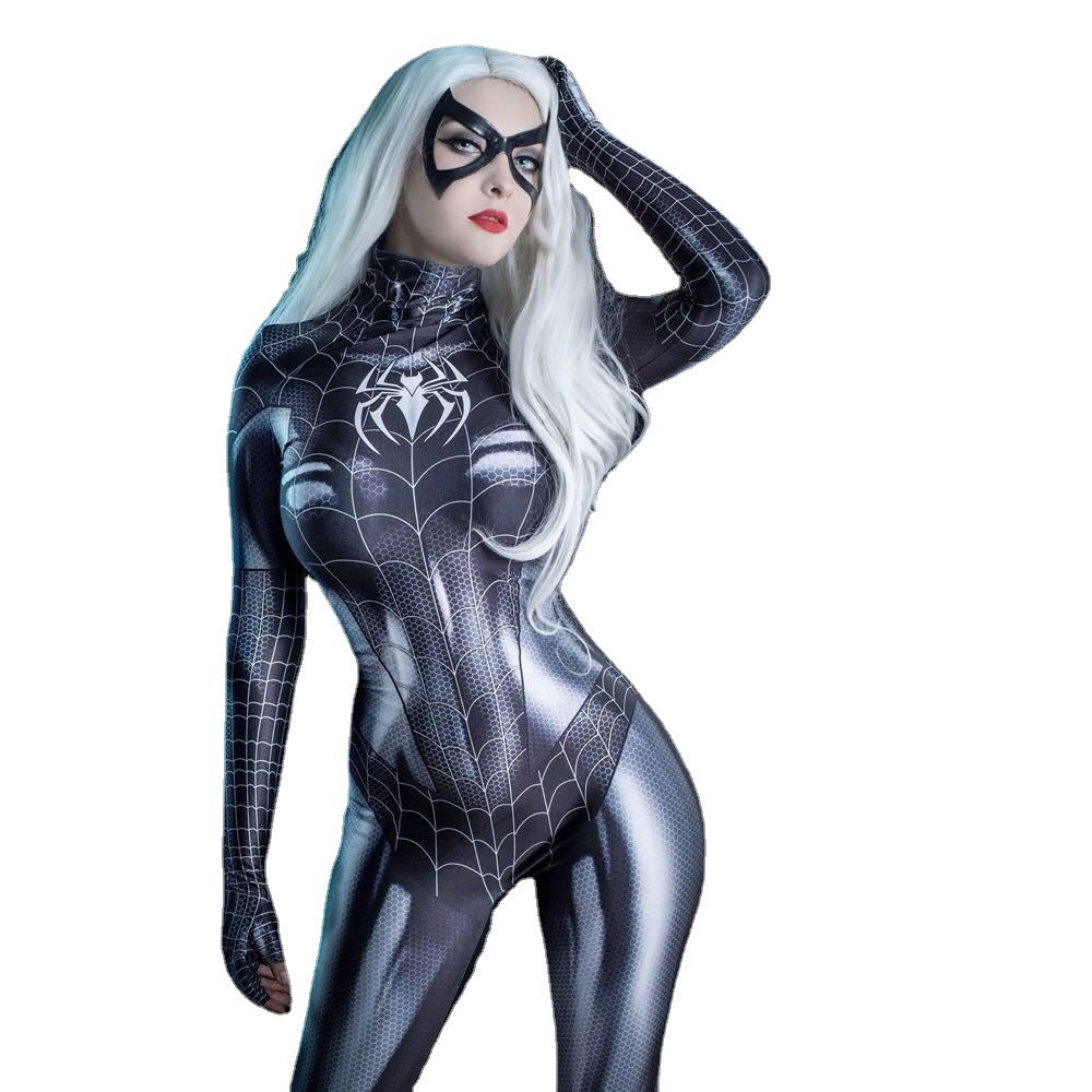 Halloween Women's Black Lycra Bodysuit - Sexy Costume for Cosplay, Party & Night Out - Perfect for Halloween, Cosplay Events & Themed Parties