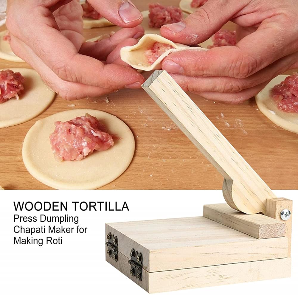 Premium Wooden Tortilla Press - Handmade Roti & Dumpling Maker for Authentic Mexican & Indian Cuisine | Durable Kitchen Pressing Tool for Homemade Flatbreads, Wraps & Empanadas | Perfect for Taco Nights & Family Cooking