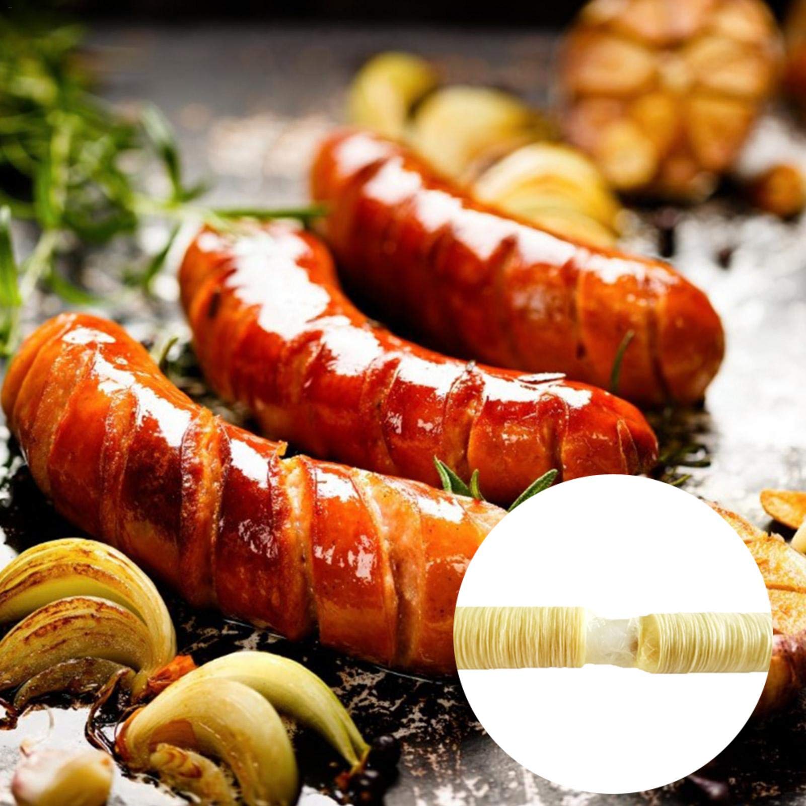Premium Collagen Sausage Casings - Edible Artificial Sausage Casings for Homemade Sausages, Hot Dogs & Roasts | Natural Drying Sausage Skins for Smoking, Grilling & BBQ | Perfect for Home Chefs & Commercial Use