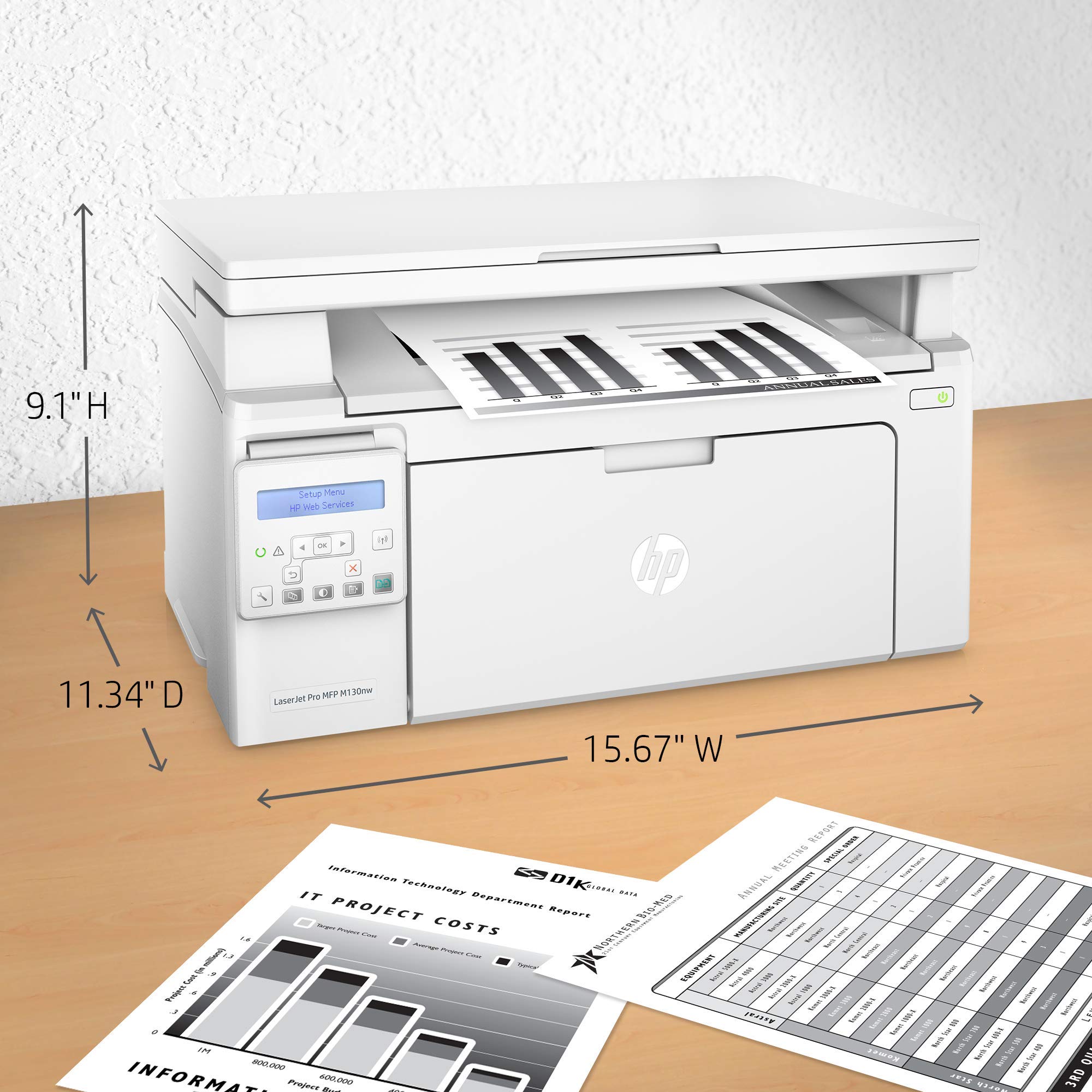 HP LaserJet Pro M130nw Wireless All-in-One Laser Printer with Amazon Dash Replenishment | Copy, Scan, Fax | Home & Office Use | Renewed Model (G3Q58A)
