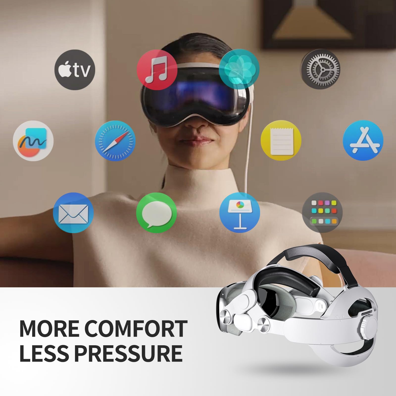 G-STORY Adjustable Comfort Head Strap for Apple Vision Pro VR Headset - Soft Cushion Lightweight Replacement Strap Reduces Facial Pressure | Perfect for Gaming, Movies & Virtual Reality Experiences