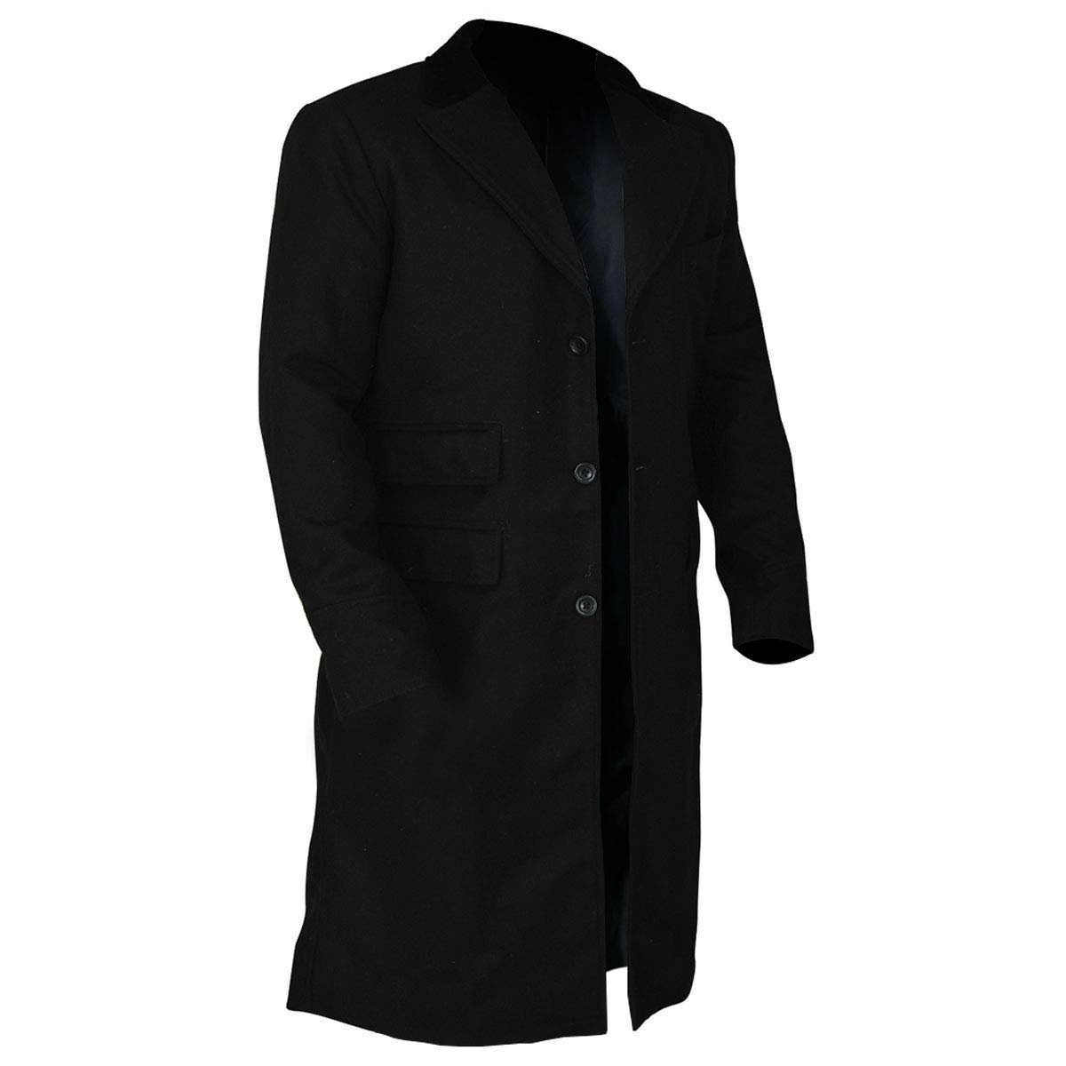 Alfie Solomons Inspired Men's Black Wool Peaky Blinders Trench Coat - Winter Long Overcoat for Formal Wear & Cosplay