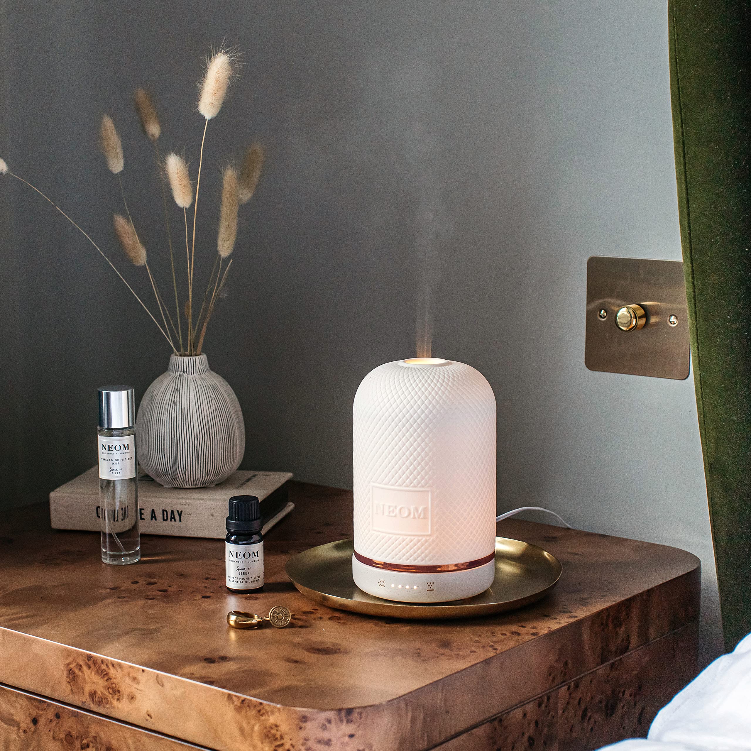 NEOM Premium Essential Oil Diffuser for Home & Office - Ceramic Aromatherapy Diffuser with LED Light, Timer & Auto Shut-Off - Perfect for Bedroom, Yoga, Spa & Medium Spaces - Plug in Ultrasonic Diffuser for Relaxation & Stress Relief