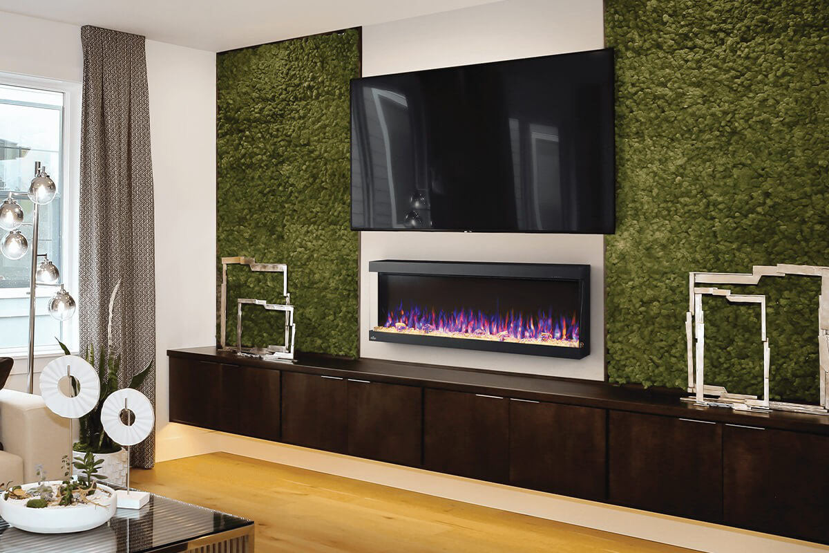 Napoleon Trivista Pictura 50 Inch 3-Sided Wall Mount Electric Fireplace - Modern Heating for Living Room, Bedroom & Office Spaces