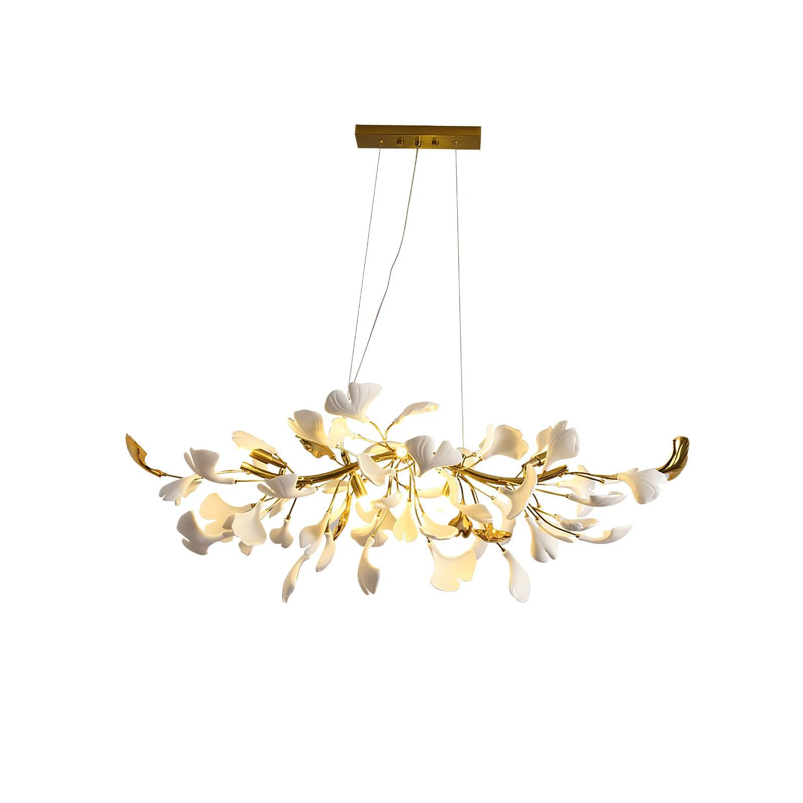 Elegant Ginkgo Leaf Chandelier - Modern Gold Ceiling Light Fixture for Dining Room, Living Room & Bedroom | Perfect for Home Decor, Wedding Venues & Luxury Spaces
