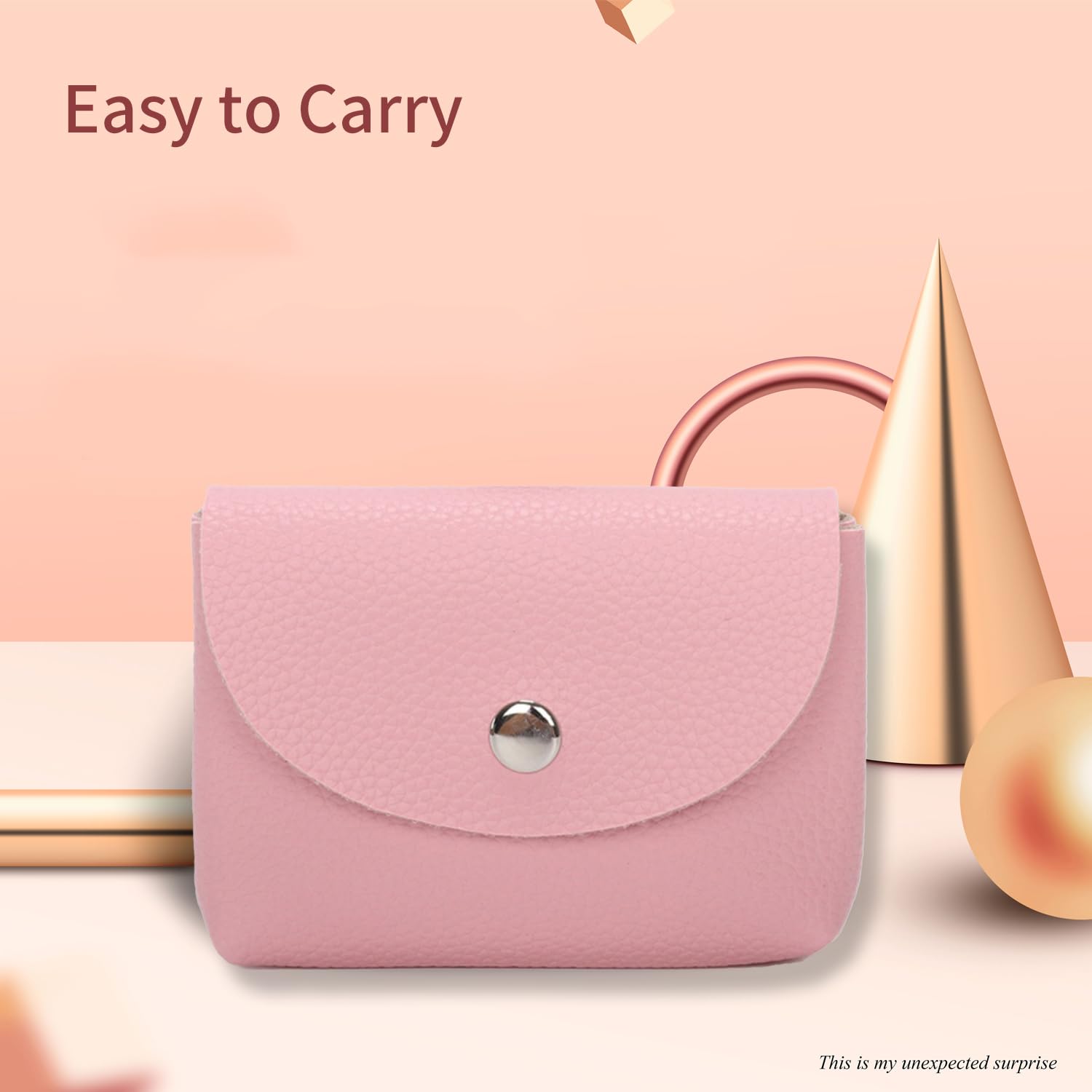 Pink Small Coin Purse Wallet for Women & Men - Compact ID Card Holder & Keychain Organizer - Perfect for Travel, Shopping, and Everyday Use