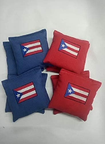Premium Puerto Rico Flag Cornhole Bags Set of 8 - Official Puerto Rican Flag Design Outdoor Game Accessories for Backyard Parties, Tailgating & Beach Games