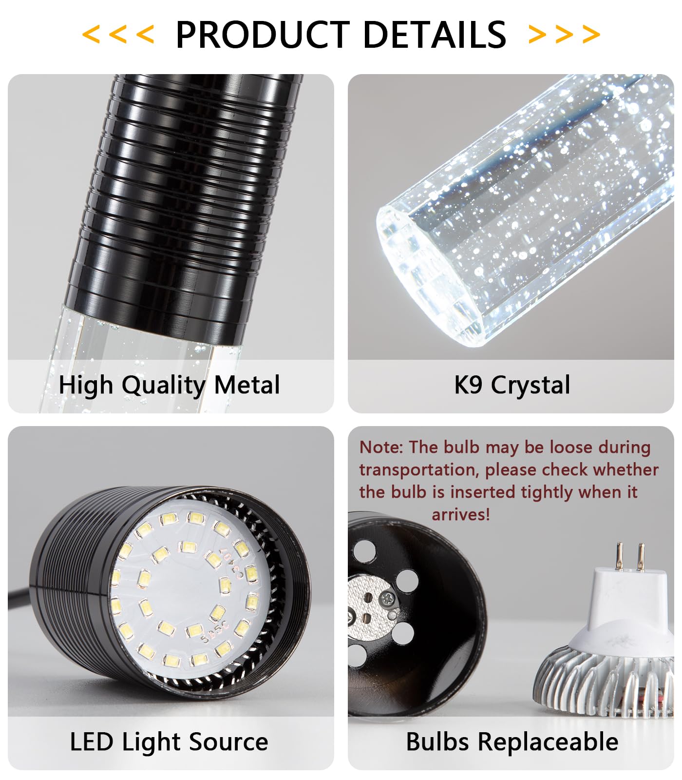 3-Lights Pendant Lighting Fixture - Modern Crystal Chandelier for Kitchen Island, Dining Room & Bedroom - 6000K White LED Black Hanging Lights - Perfect for Home Decor, Restaurant & Office Spaces