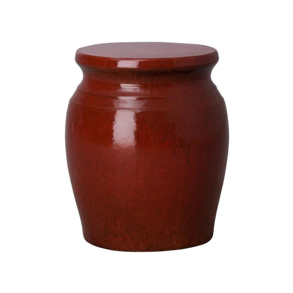 18 Inch Koji Ceramic Outdoor Garden Stool Side Table - Perfect for Patio, Deck, Poolside & Backyard Decor