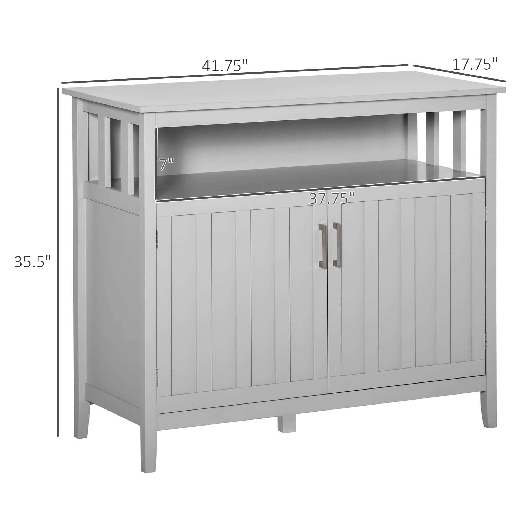 HOMCOM 2-Door Sideboard Buffet Cabinet with Adjustable Shelves - Kitchen Storage, Coffee Bar, Entryway & Living Room Organizer in Gray - Perfect for Dining Room, Home Office & Small Space Storage Solutions