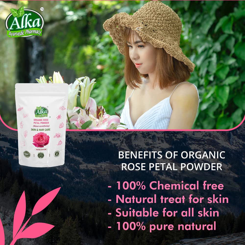 Pure & Natural Rose Petal Powder (Rosa Centifolia) for Skin & Hair Care - 100g | Brightening Face Mask, Tan Removal & Glow Treatment | Ayurvedic Beauty Solution for Radiant Skin & Healthy Hair | Perfect for DIY Spa, Facial Treatments & Natural Skincare Routines