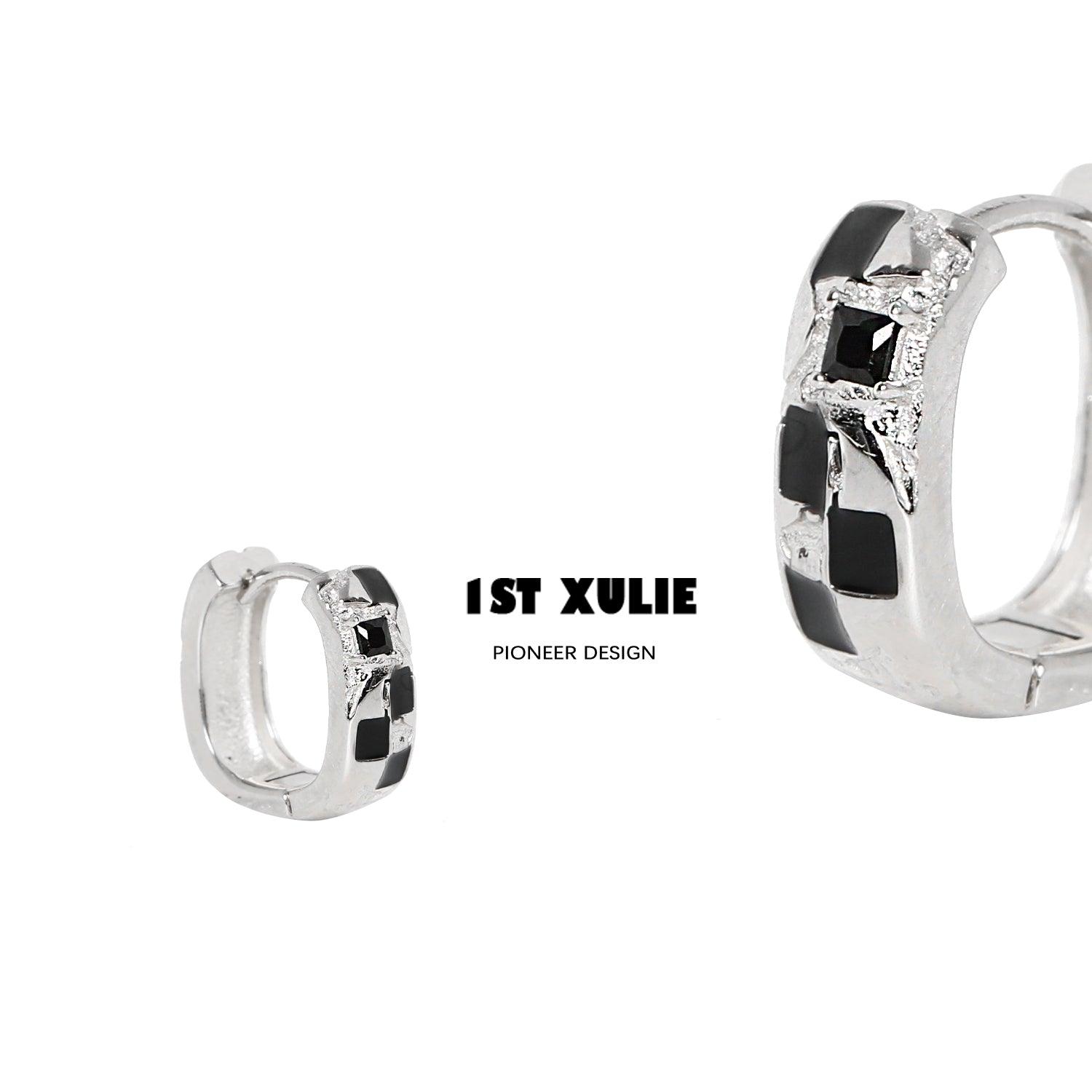 Checkerboard S925 Sterling Silver Earrings for Women - Elegant Geometric Stud Earrings for Daily Wear, Parties & Gifts