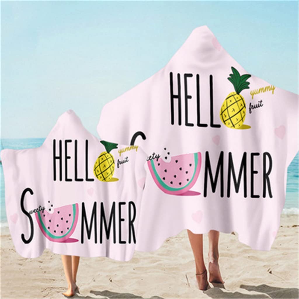 Cartoon Print Microfiber Beach Poncho Towel - Quick Dry Wearable Bath Cape & Hooded Blanket for Adults & Kids - Soft Lightweight for Swimming, Surfing, Pool, Spa, Travel (Color: D, Size: S Kid)
