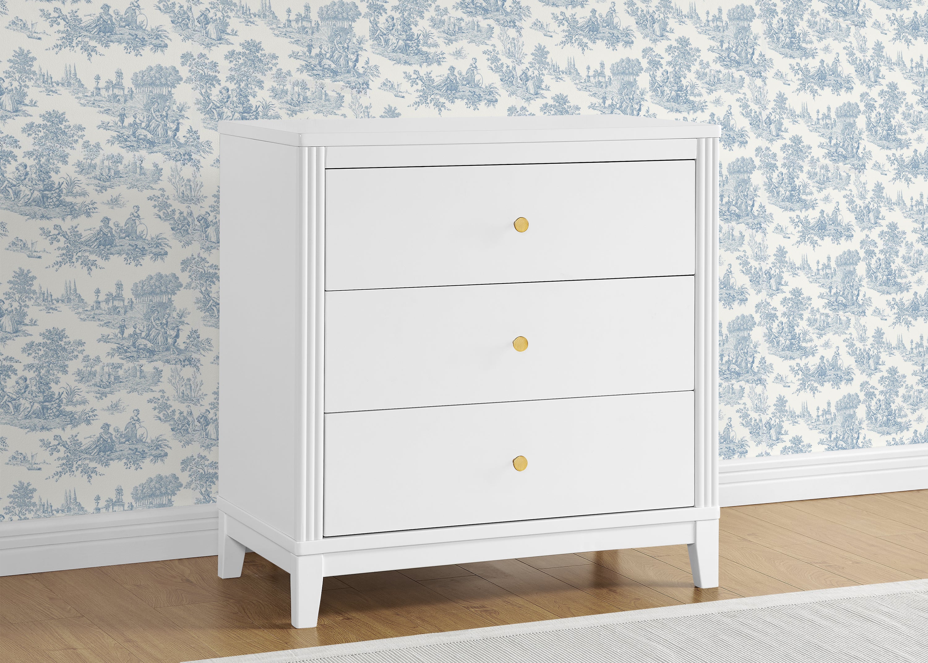 Eloise 3 Drawer Dresser with Changing Top & Interlocking Drawers - Nursery Storage Solution for Baby Clothes, Diapers & Essentials | Modern Baby Changing Table & Dresser Combo for Nursery Organization