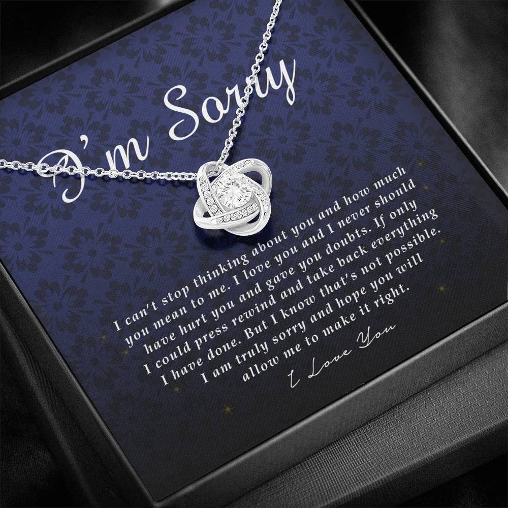 Love Knot Necklace - Romantic Apology Gift for Wife & Girlfriend | Unique I'm Sorry Jewelry with Greeting Card | Heartfelt Forgiveness Present for Her | Perfect for Anniversaries, Valentine's Day & Special Occasions